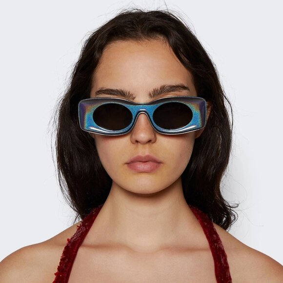 Loewe Women Sunglasses Grey Silver Mirror Rectangle LW40033I 05X NEW AUTHENTIC - Picture 13 of 15